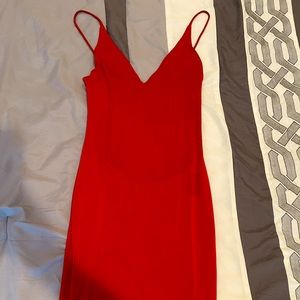 Red V-neck dinner dress